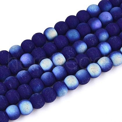 Frosted Opaque Glass Beads Strands GLAA-T032-P4mm-MBB03-1