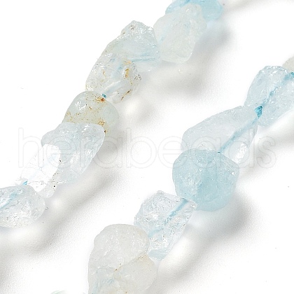 Raw Rough Natural Aquamarine Beads Strands G-P528-B10-01-1