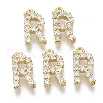 Brass Micro Pave Cubic Zirconia Charms KK-T060-05-R-G-NF-1