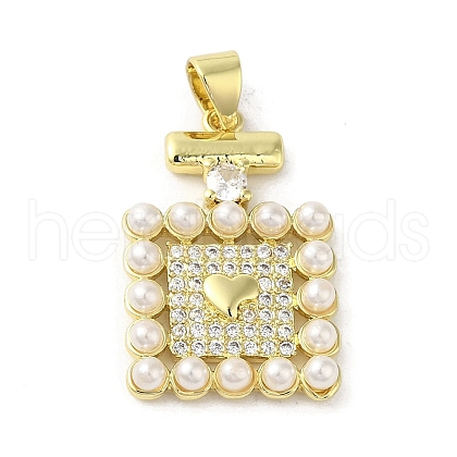 Rack Plating Brass Micro Pave Cubic Zirconia Pendants KK-C052-21G-1