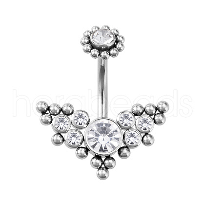316L Surgical Stainless Steel Cubic Zirconia Wing 15 Gauge Belly Button Rings WG4371E-01-1