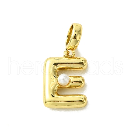 Rack Plating Brass with ABS Plastic Pearl European Dangle Charms KK-G501-02E-G-1