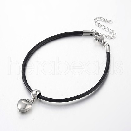 Heart 304 Stainless Steel Charm Bracelets BJEW-JB01995-1