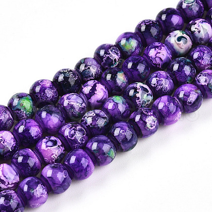 Baking Painted Glass Beads Strands DGLA-N003-6mm-A07-1