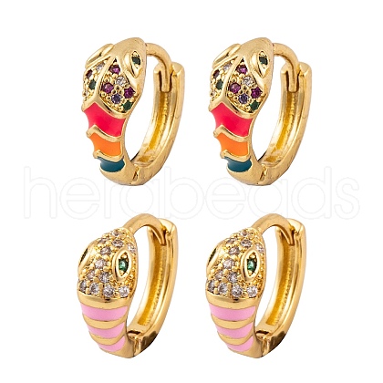 Brass Micro Pave Cubic Zirconia Earrings EJEW-E309-02G-1