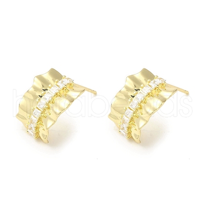 Brass Micro Pave Cubic Zirconia Studs Earrings Findings KK-K371-25G-1