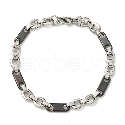 Two Tone 304 Stainless Steel Oval Link Chain Bracelet BJEW-B078-33BP-1