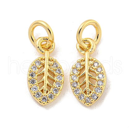 Brass Micro Pave Clear Cubic Zirconia Charms KK-Z044-25G-1
