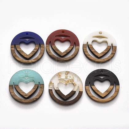 Resin & Walnut Wood Pendants RESI-N025-010A-1