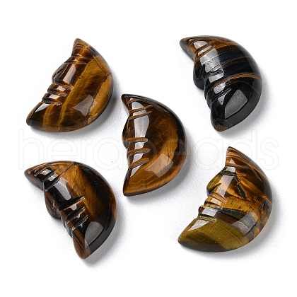 Natural Tiger Eye Carved Healing Moon with Human Face Figurines G-B062-06A-1