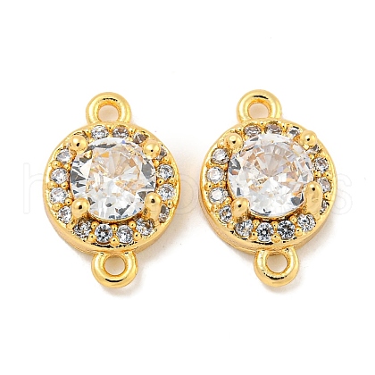 Brass Pave Clear Cubic Zirconia Connector Charms KK-P275-42G-1