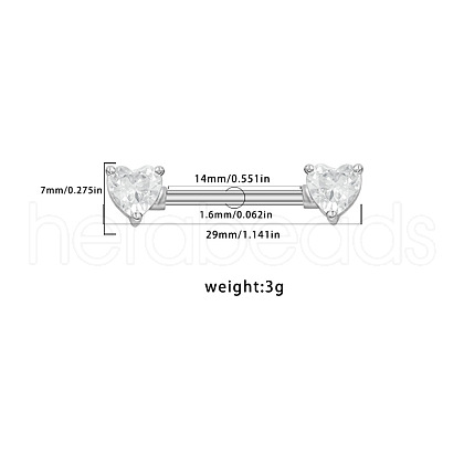 316L Surgical Stainless Steel Nipple Barbells WG3FCD0-06-1