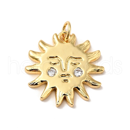 Rack Plating Brass Micro Pave Clear Cubic Zirconia Pendants X-KK-H431-23G-1