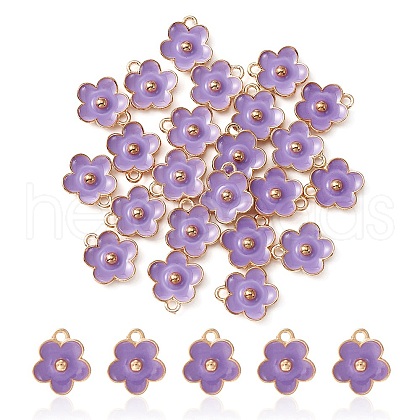 Light Gold Plated Alloy Enamel Pendants ENAM-YW0002-20D-1