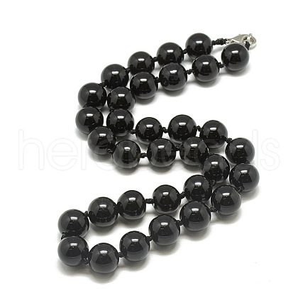 Natural Black Agate Beaded Necklaces NJEW-S405-02-1