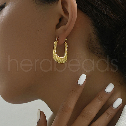 Stainless Steel U-Shaped Hip-hop Hoop Earrings RZ9370-1