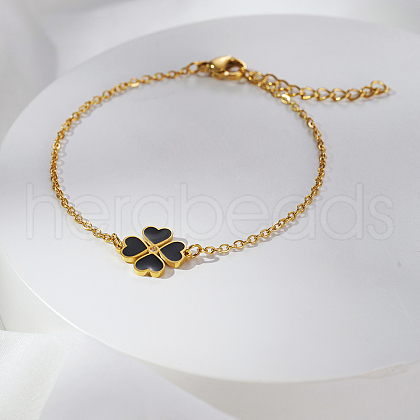Stainless Steel Heart-shape Clover Link Bracelets OH1703-2-1