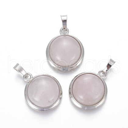 Natural Rose Quartz Pendants G-L512-B19-1