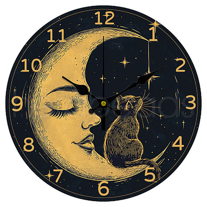 MDF Printed Wall Clock HJEW-WH0058-029-1