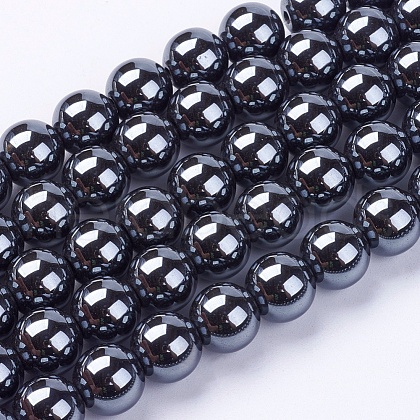 Non-Magnetic Synthetic Hematite Beads Strands G-H1623-8mm-3-1