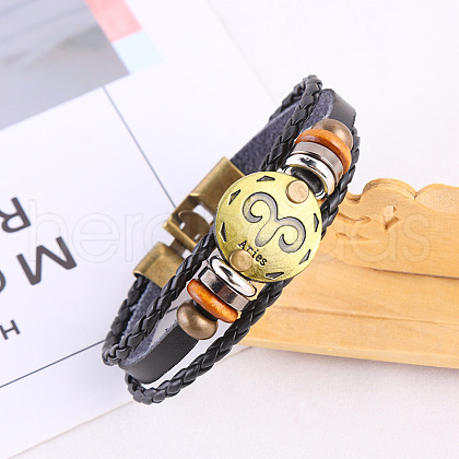 Imitation Leather Cord Triple Layer Multi-strand Bracelets WG0B1A2-03-1