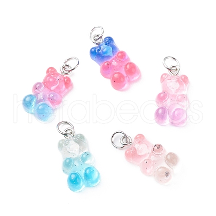Gradient Color Transparent Resin Pendants PALLOY-JF01888-1