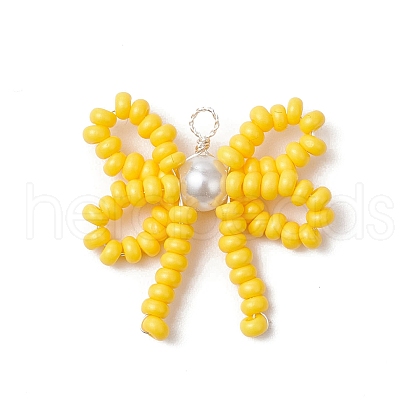 Handmade Glass Seed Beaded Pendants PALLOY-MZ00768-01-1
