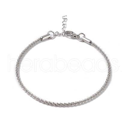 Non-Tarnish 304 Stainless Steel Bone Rope Chain Bracelet for Women BJEW-I311-01B-P-1