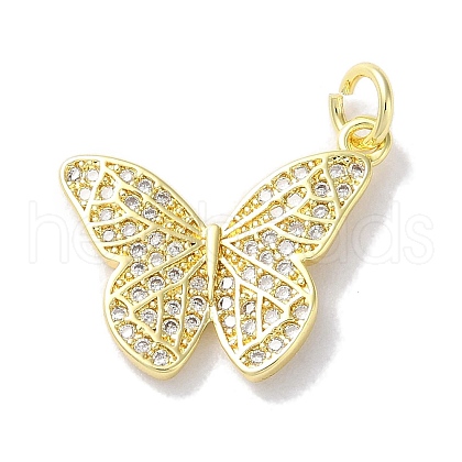 Rack Plating Brass Micro Pave Clear Cubic Zirconia Pendants KK-Z039-20G-1