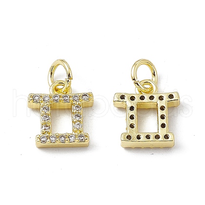 Real 18K Gold Plated Brass Micro Pave Clear Cubic Zirconia Charms KK-E068-VB411-3-1