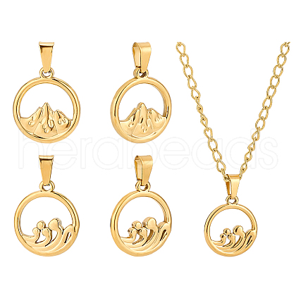 Unicraftale 4Pcs 2 Styles Ion Plating(IP) 304 Stainless Steel Pendants STAS-UN0061-11-1