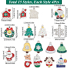 SUNNYCLUE 60pcs 15 styles Christmas Theme Alloy Enamel Pendants ENAM-SC0005-56-2
