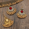 Bohemian Style Zinc Alloy & Rhinestone & Plastic Pearl Tassel Pendant Necklace & Dangle Earring FS-WG87356-01-3