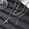 304 Stainless Steel Cross Pendant Chain Necklaces NJEW-M078-05P-1