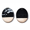 Opaque Resin & Walnut Wood Pendants RESI-T035-26-B02-3