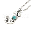 Letter A~Z Antique Silver Plated Alloy with Synthetic Turquoise Pendant Necklaces NJEW-G080-01J-2