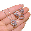 Ring Alloy Crystal Rhinestone Pendant Necklaces & Stud Earrings & Rings Sets FS-WG156C1-01-5