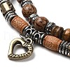 Wooden Braided Double Layer Multi-strand Bracelets BJEW-P301-02-2
