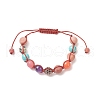 Round Natural Mixed Gemstone Braided Bead Bracelet BJEW-JB09298-1