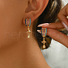 Brass Colorful Cubic Zirconia Teardrop Dangle Stud Earrings SA6678-3