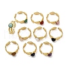 316 Stainless Steel with Natural Mixed Gemstone Cuff Rings RJEW-Z098-01G-04-4