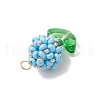 Glass Seed Beaded Flower Bud Pendants PALLOY-MZ00760-5