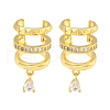 Brass Micro Pave Cubic Zirconia Cuff Earrings EJEW-C104-083G-1