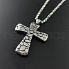 Vintage Punk Style Stainless Steel Textured Cross Pendant Necklaces for Men JF7289-1