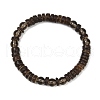 Natural Coconut Rondelle Beads Stretch Bracelets for Men BJEW-JB11635-02-2