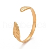 Ion Plating(IP) 304 Stainless Steel Leaf Open Cuff Ring for Women RJEW-C025-25G-1