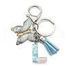 26Pcs Transparent Epoxy Resin & Transparent Acrylic & Faux Suede Tassel Keychain KEYC-JKC01202-12-2