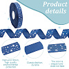 100 Yards Star Print Polyester Grosgrain Ribbon OCOR-WH0088-76-3