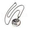 Yin-yang Lotus Eye 304 Stainless Steel Pendant Necklaces for Women NJEW-M105-07B-P-2
