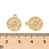 304 Stainless Steel Flat Round with Laser Cut Flower Charms STAS-L022-511G-3